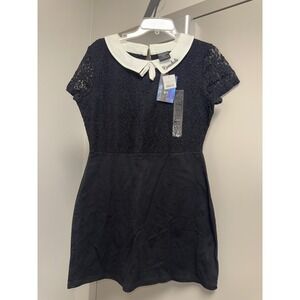 Riverdale Veronica Cosplay Dress Black Lace Peter Pan Collar Short Sleeve M/L